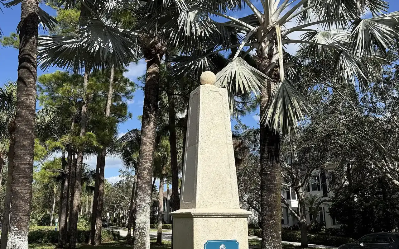 The obelisk at the entrance to the Martinique neighborhood in Abacoa, Jupiter.