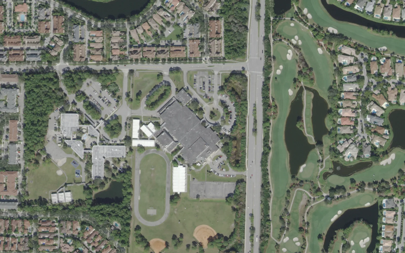 The Jupiter Middle campus on North Military Trail in Jupiter, seen from the air