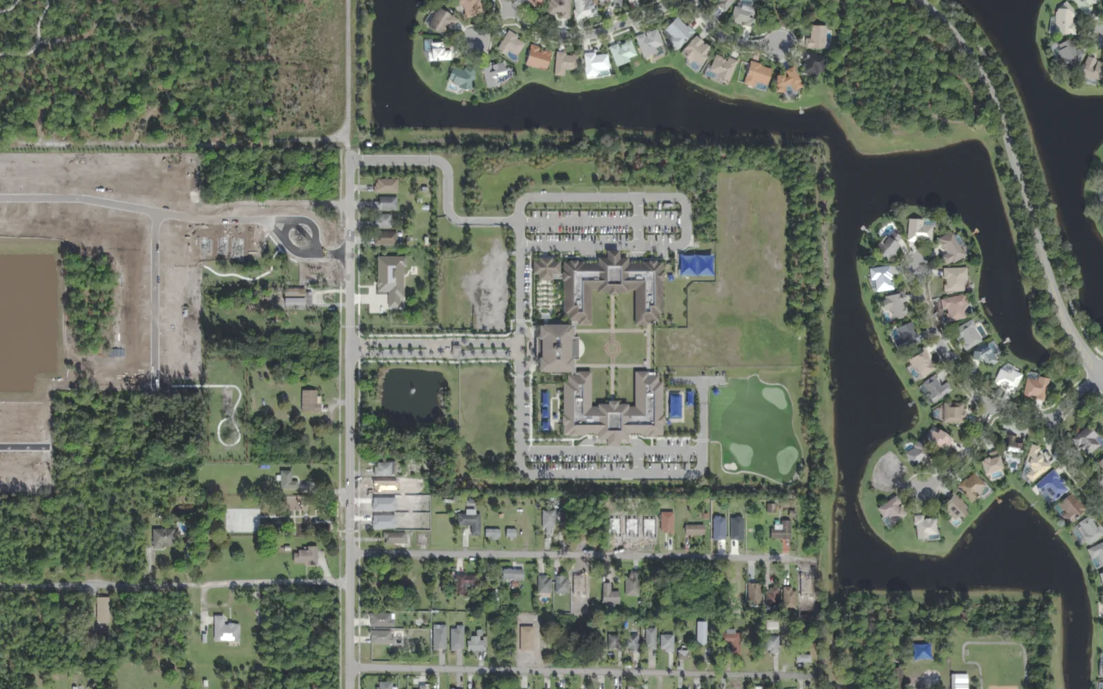 The Els Center of Excellence campus on Limestone Creek Road, home of The Learning Academy, seen from the air
