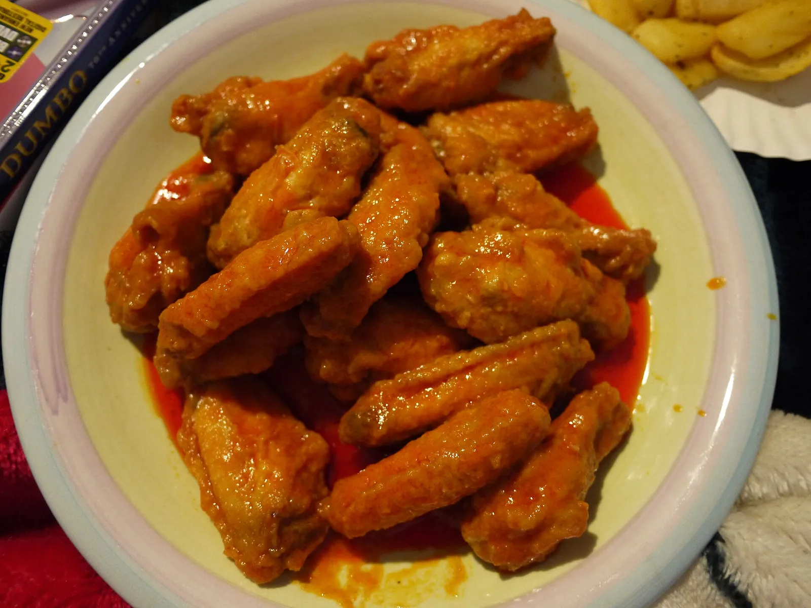 A plate of Buffalo-style chicken wings in hot sauce. The photo was not taken at a Jupiter restaurant.